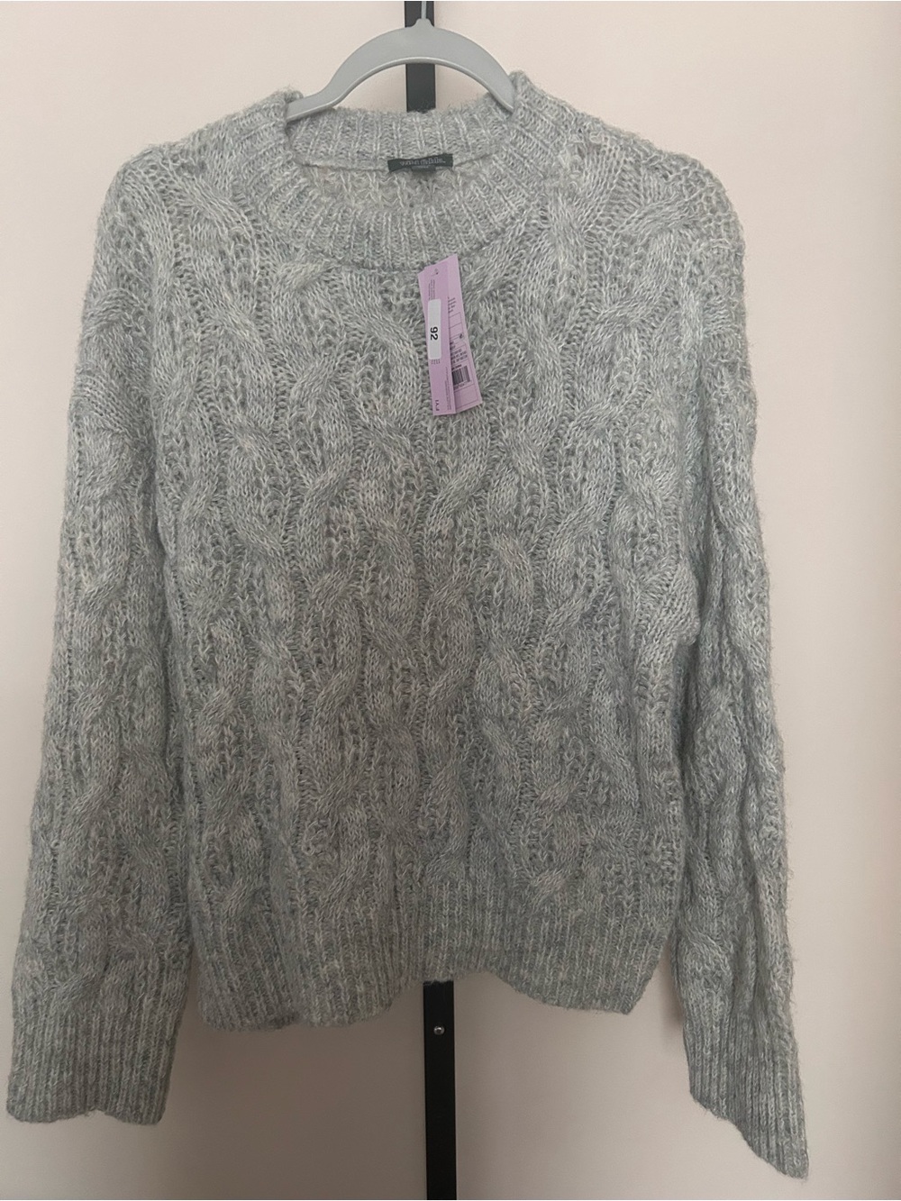 wild fable Soft Light Gray Cable Crewneck Sweater